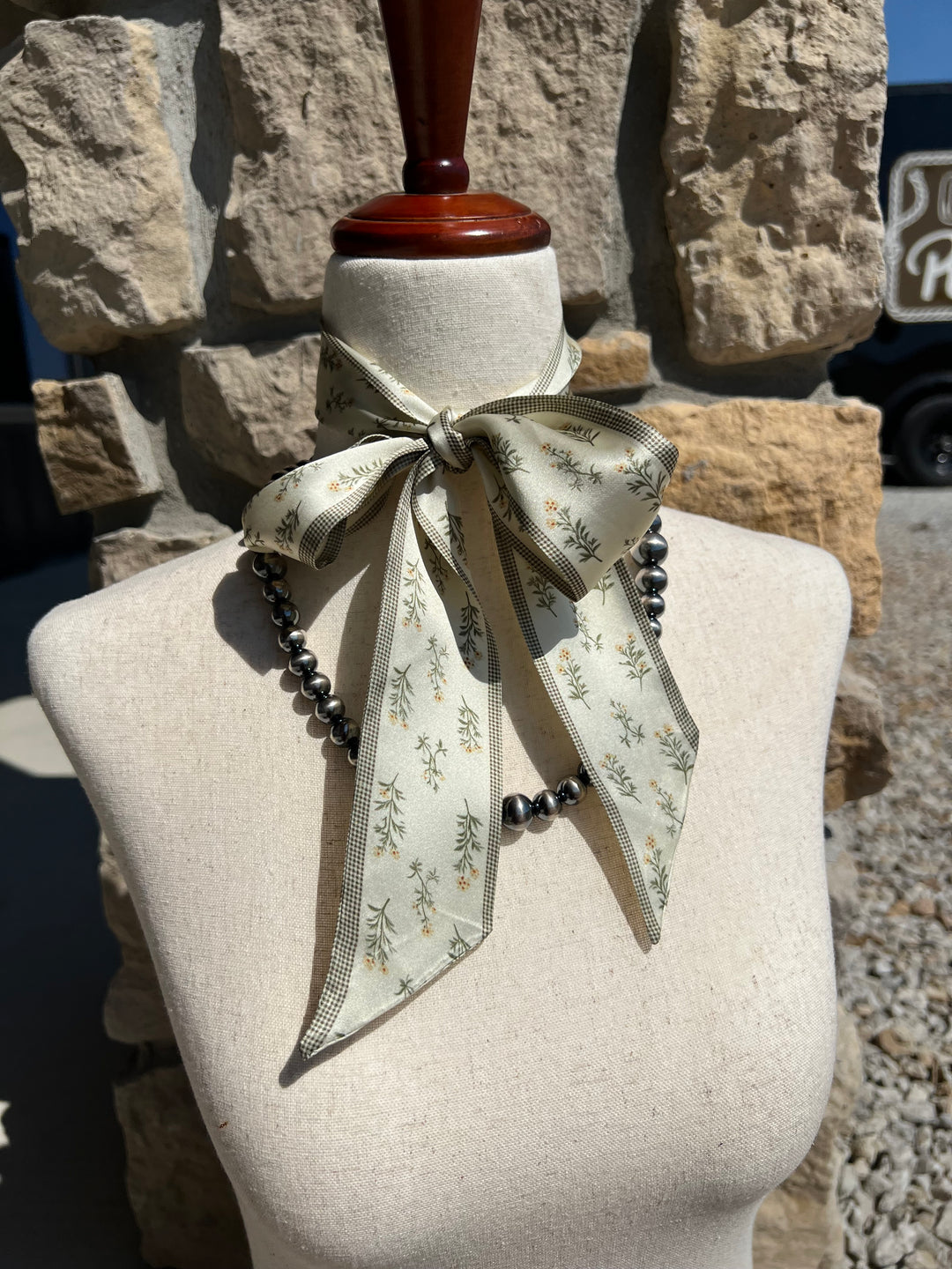 Gingham & Wildflower Twilly