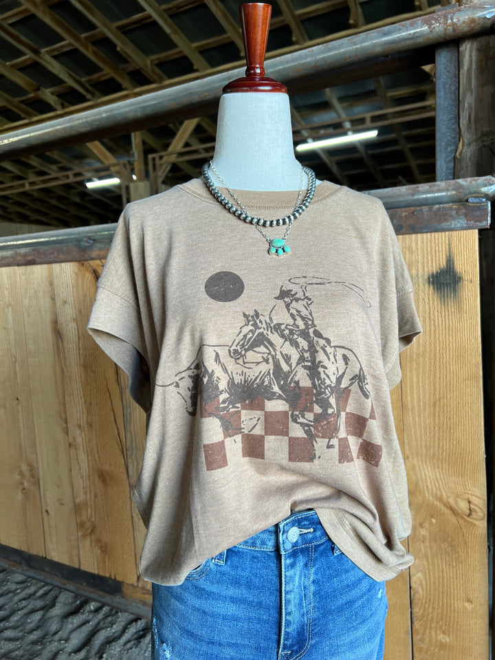 Checker Ropin’ Relaxed Tee
