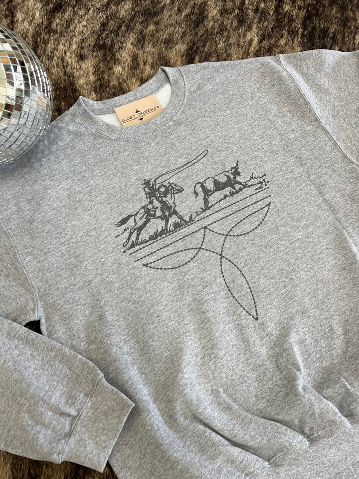 Rope Em’ Stitch Crewneck-Grey