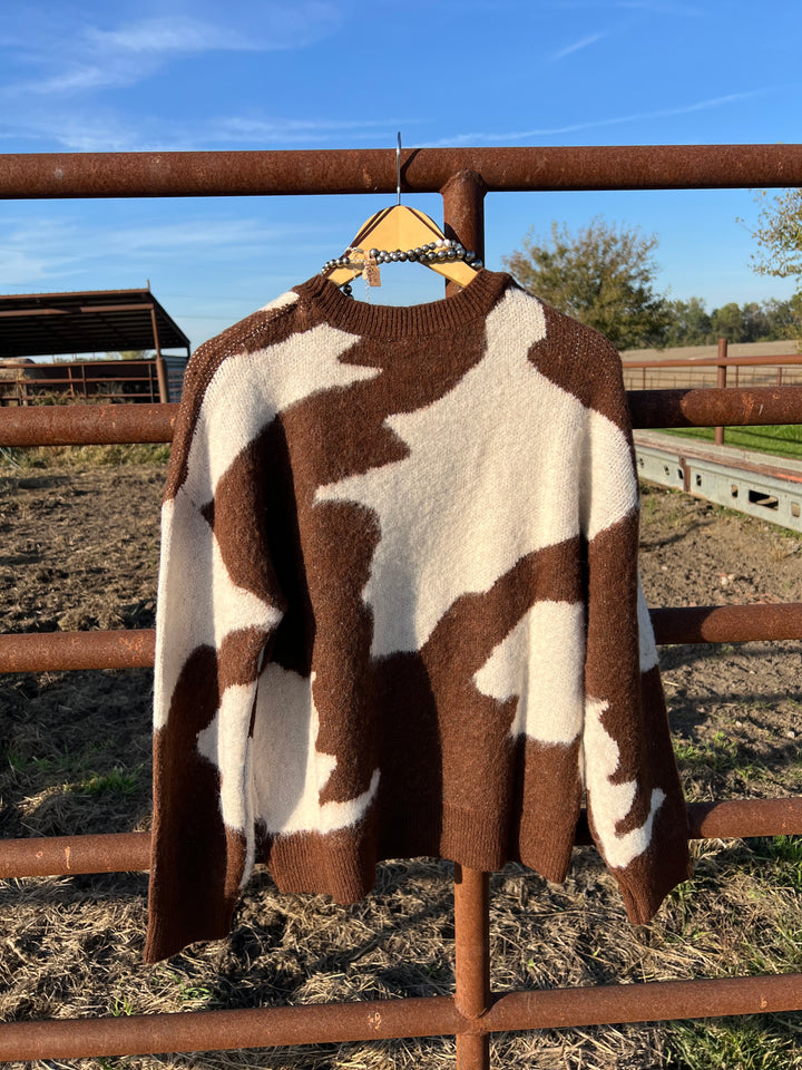 Cow Print Sweater