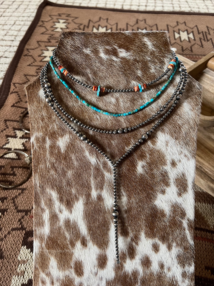 Graduated Sterling Silver Pearl Lariat Necklace