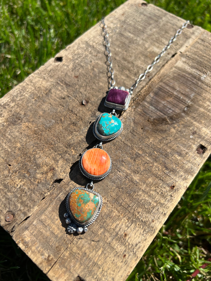 Multi Stone Lariat Necklace