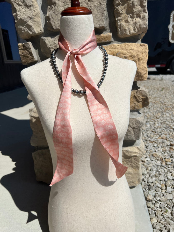 Pink Horse Shoe Paisley Twilly