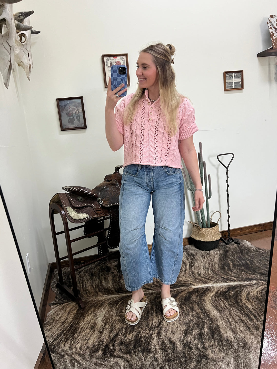 The Claire Sweater Top-Pink