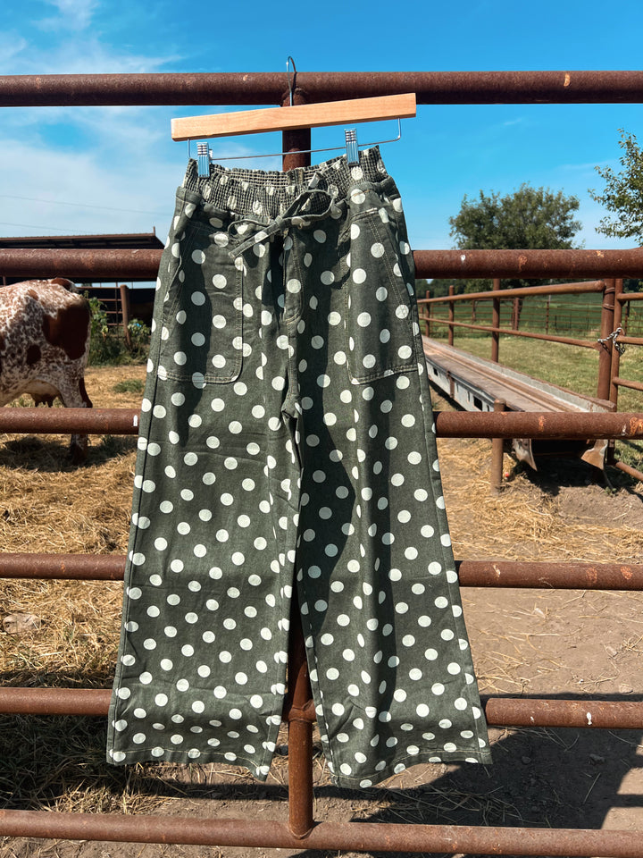 Olive  Polka Dot Pants