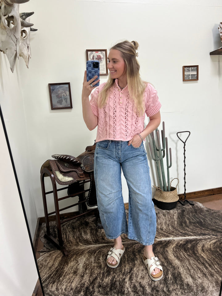 The Claire Sweater Top-Pink