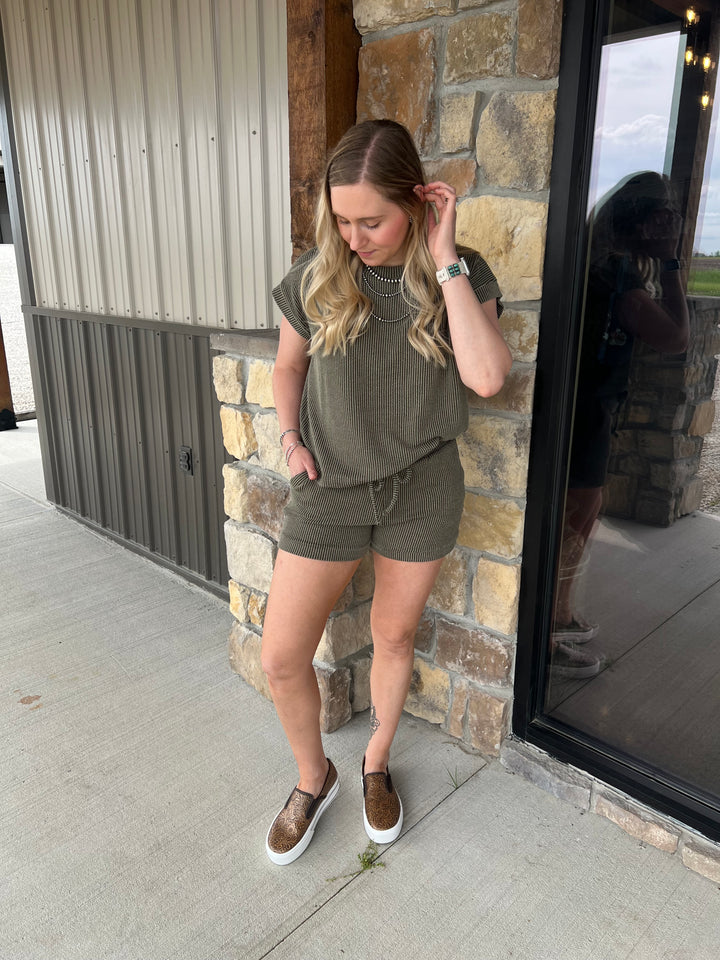 Ribbed Calloway Set-Olive