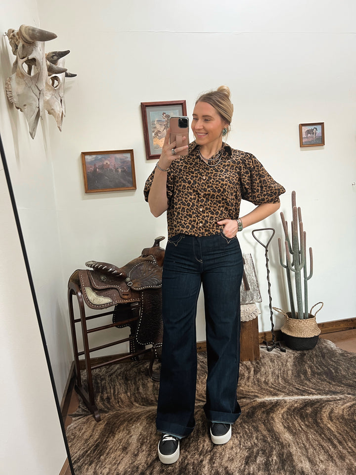 Sabrina Leopard Top