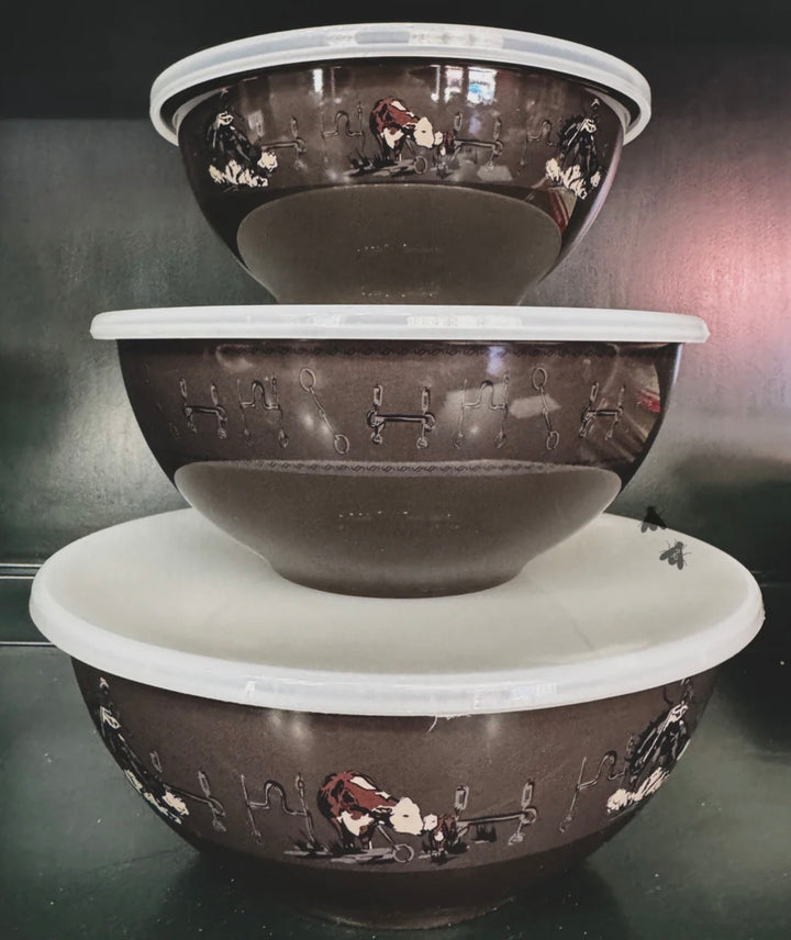 Hereford/Bucking Horse  3PC Bowl Set