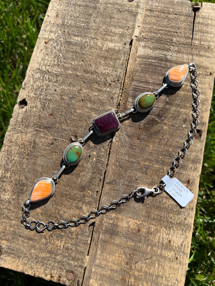 Multi Stone Choker Necklace