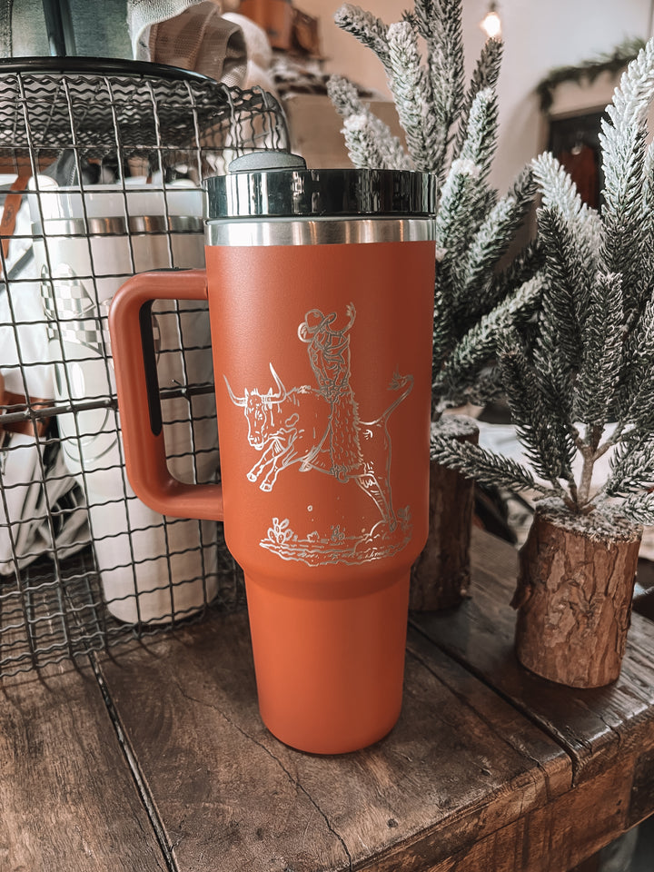 Rowdy CowGirl Tumbler- Rust