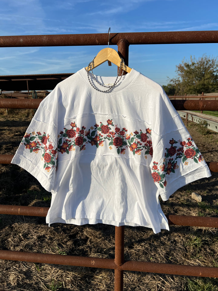 Cross Stitched Rosie Top