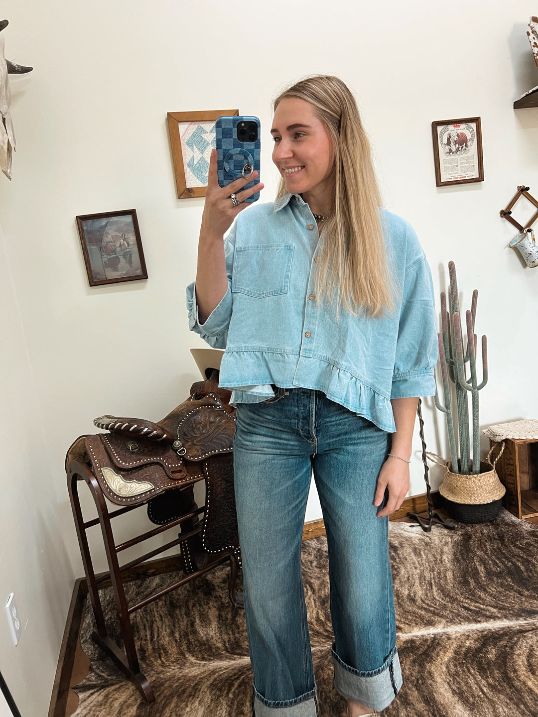 The Austin Washed Denim Top