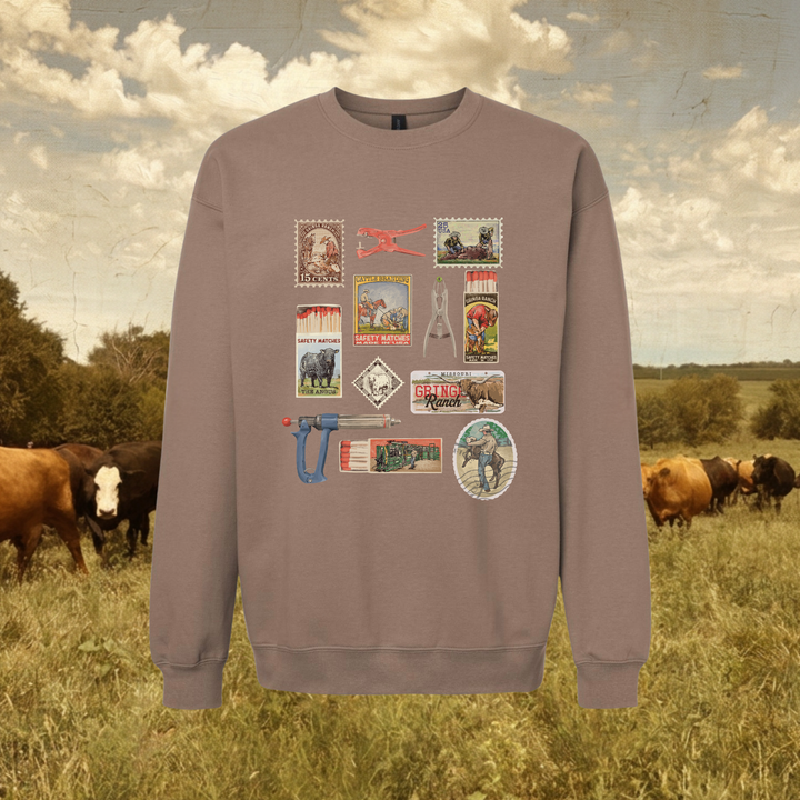 Cattle Stamp & Matchbox Crewneck