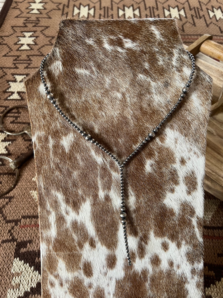 Graduated Sterling Silver Pearl Lariat Necklace