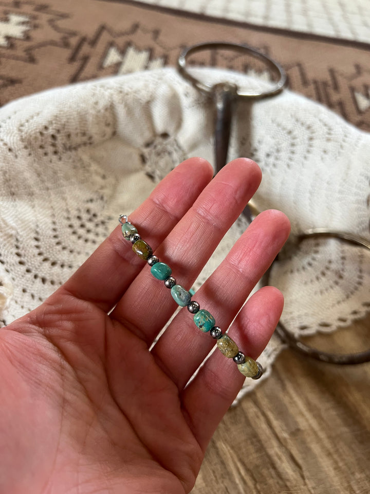 Turquoise & Sterling Silver Pearl Bracelet