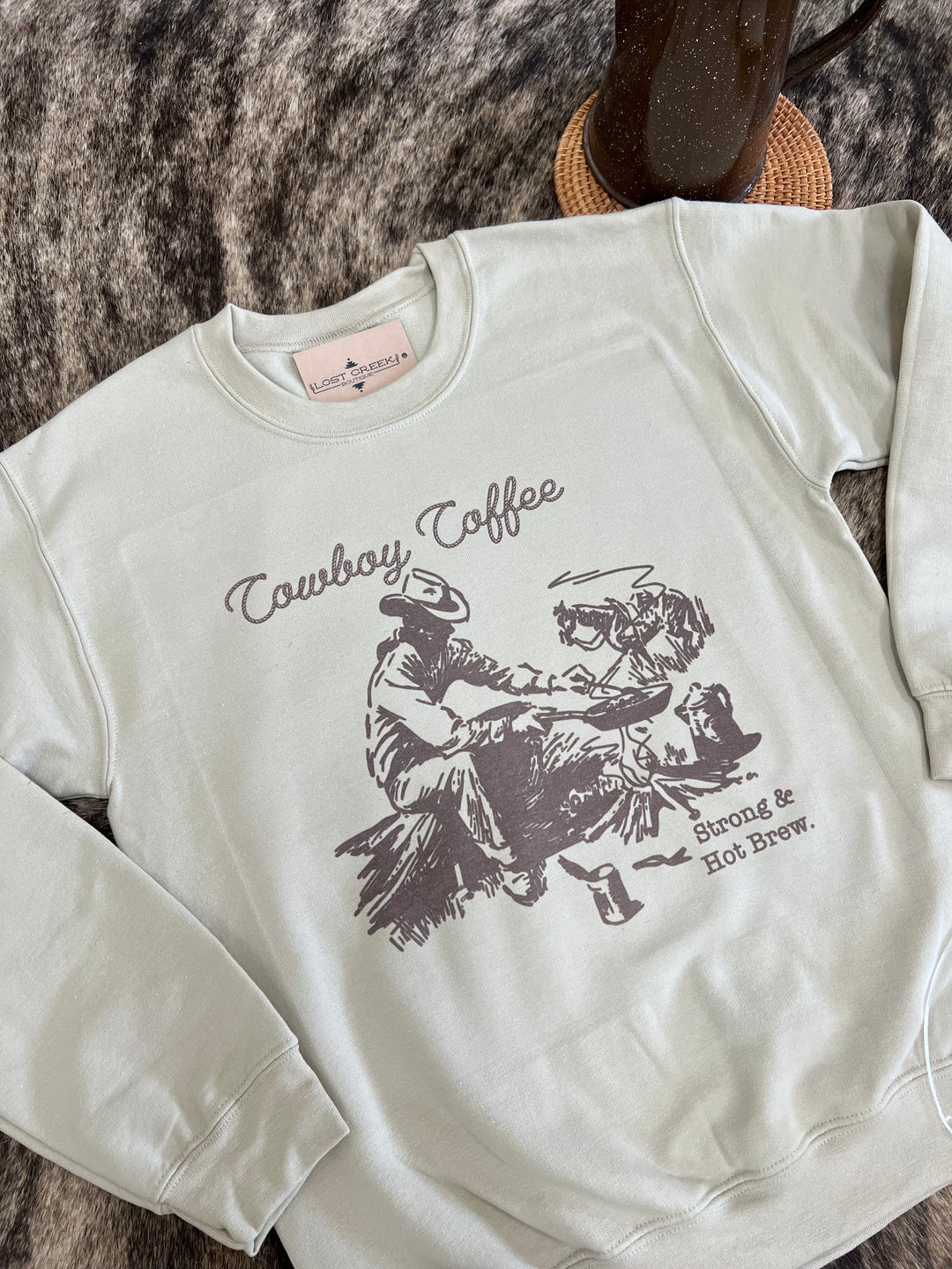 Cowboy Coffee Crewneck-Sand