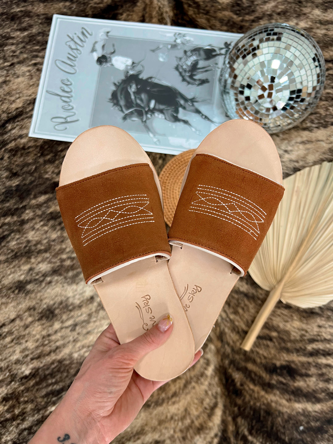 Nadia Rust Suede Out Sandals