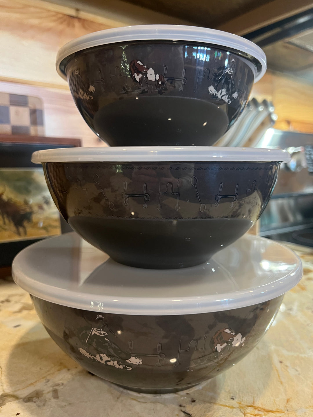 Hereford/Bucking Horse  3PC Bowl Set