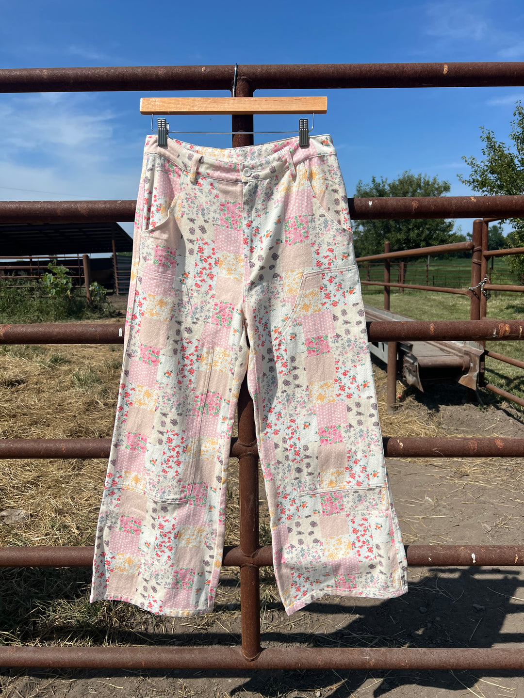 Patchwork Floral Wide Leg Pants