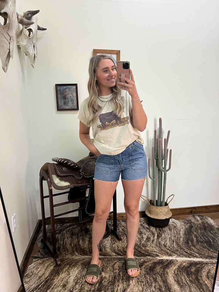 High Rise Patch Pocket Shorts