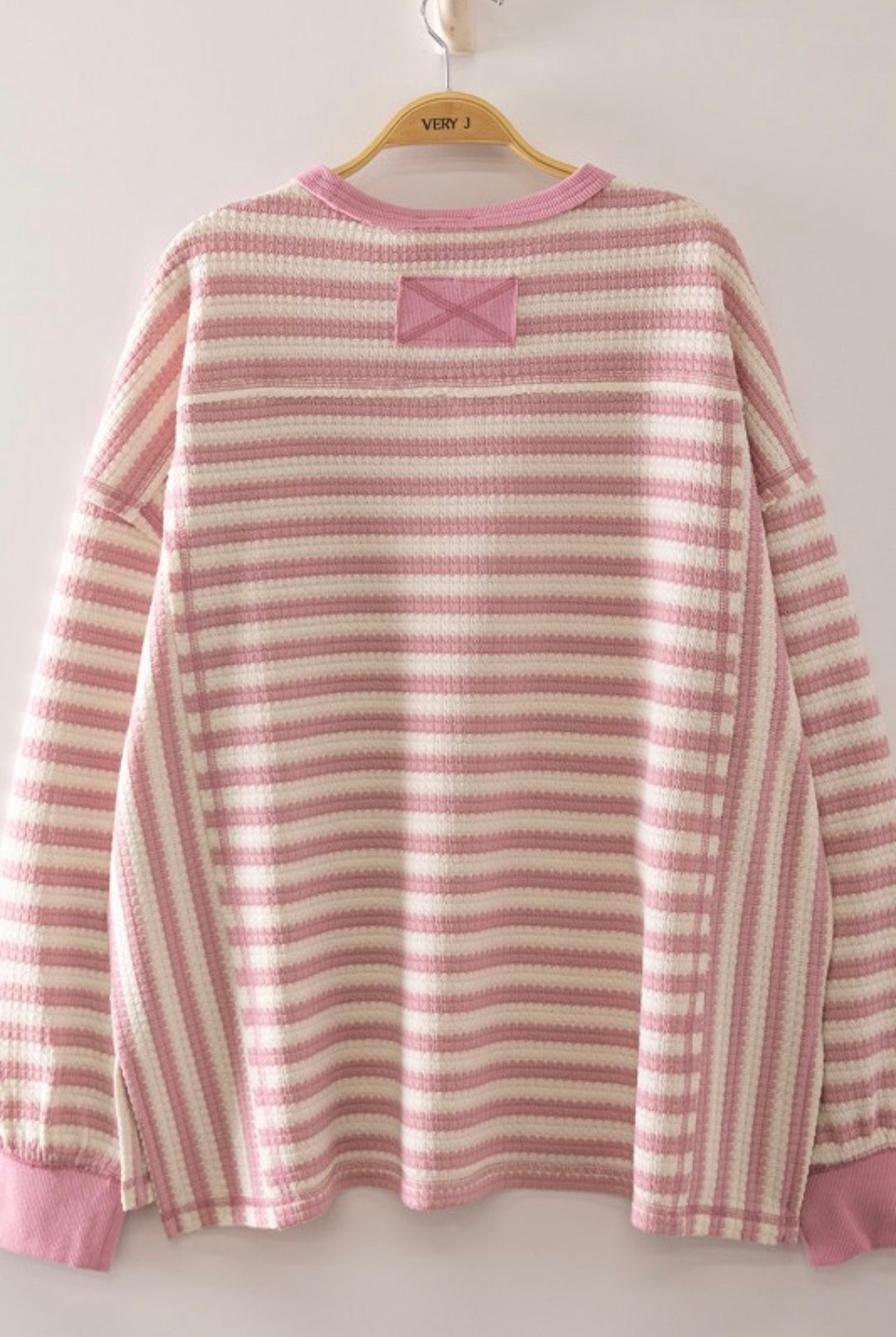 Pink Stripe Waffle Knit Longsleeve