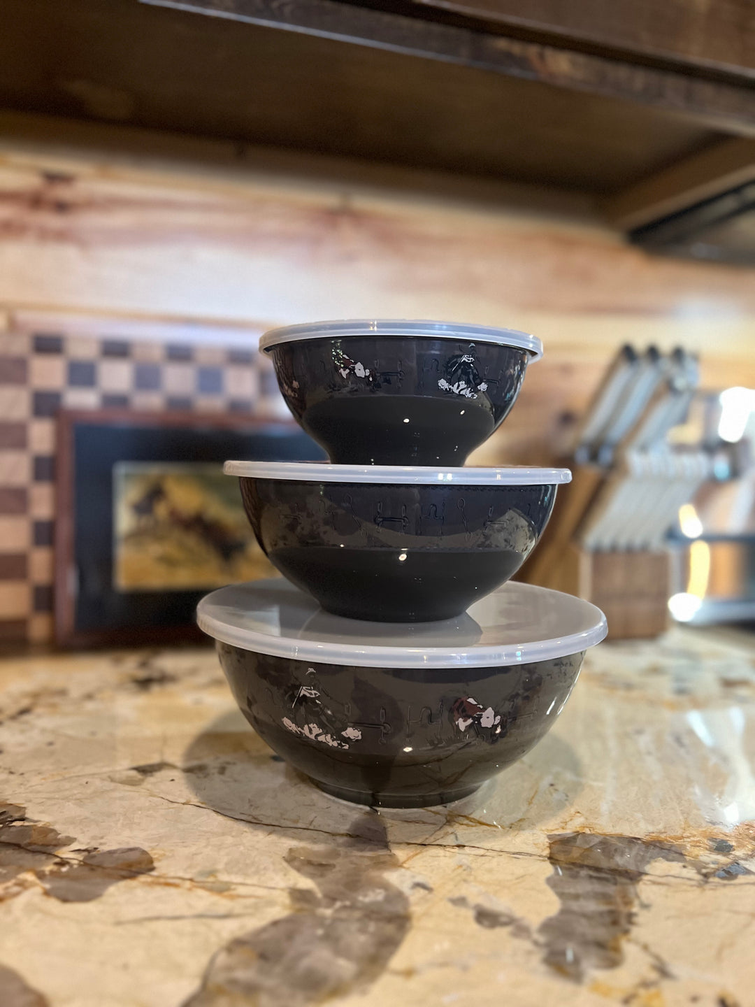 Hereford/Bucking Horse  3PC Bowl Set