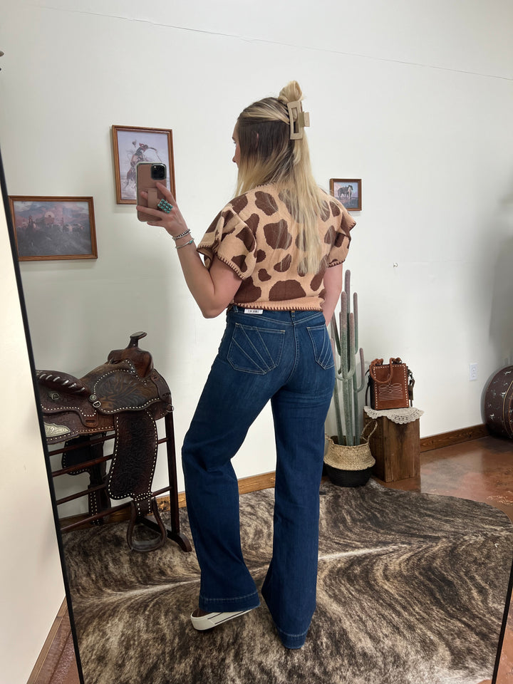 Cow Print Sweater Top