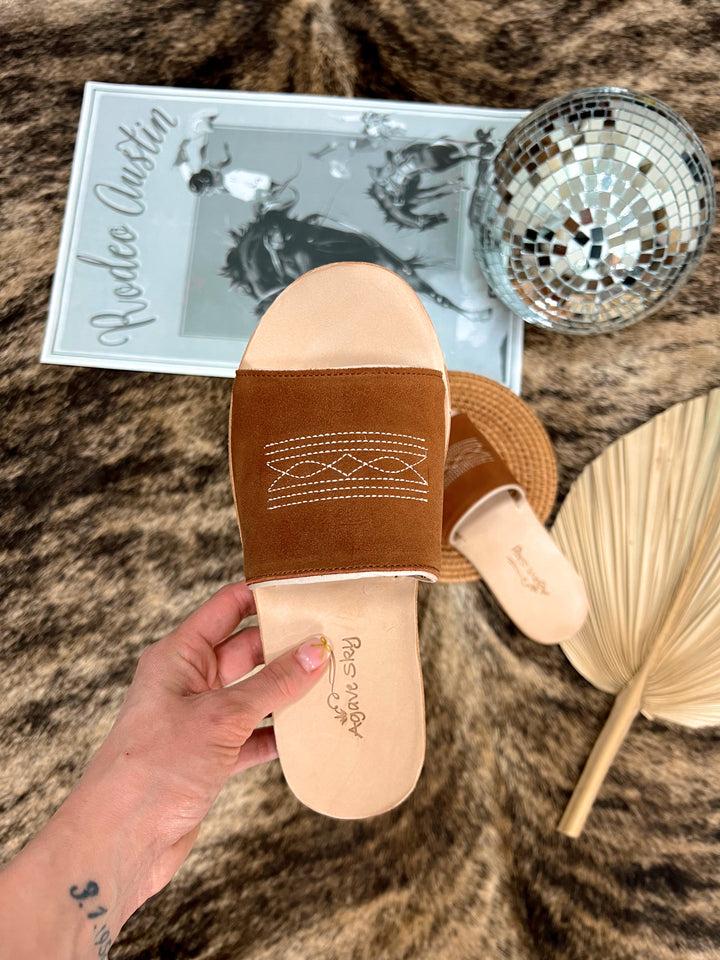 Nadia Rust Suede Out Sandals