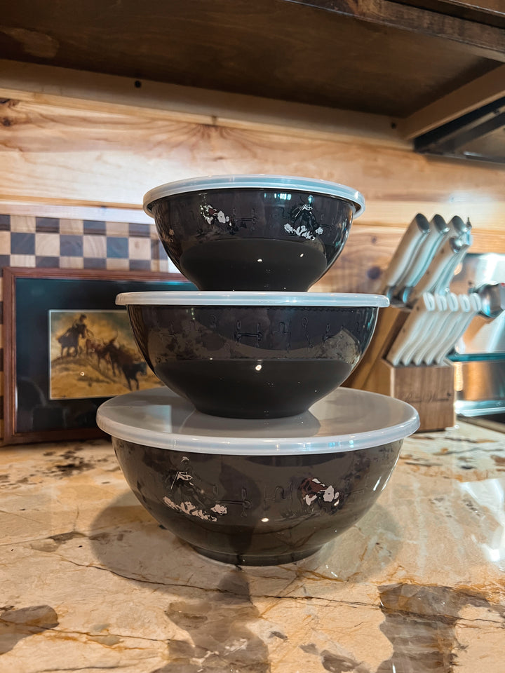 Hereford/Bucking Horse  3PC Bowl Set