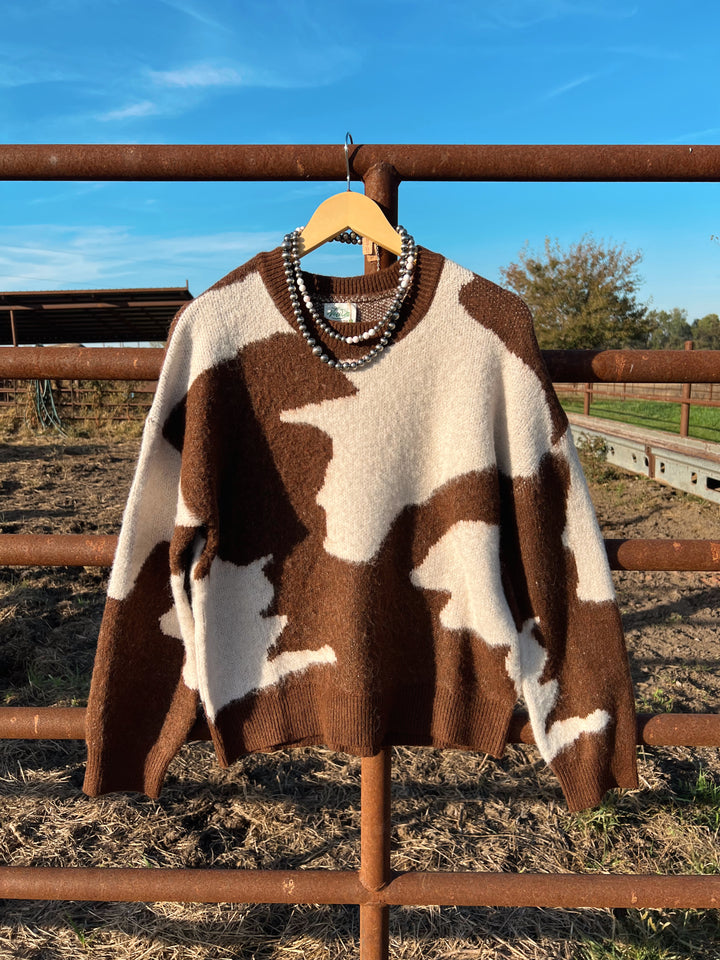 Cow Print Sweater