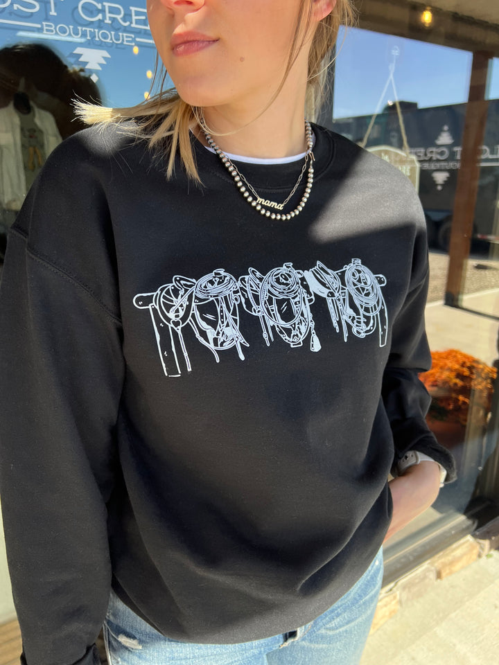 3 Amigo Saddles B&W Crewneck