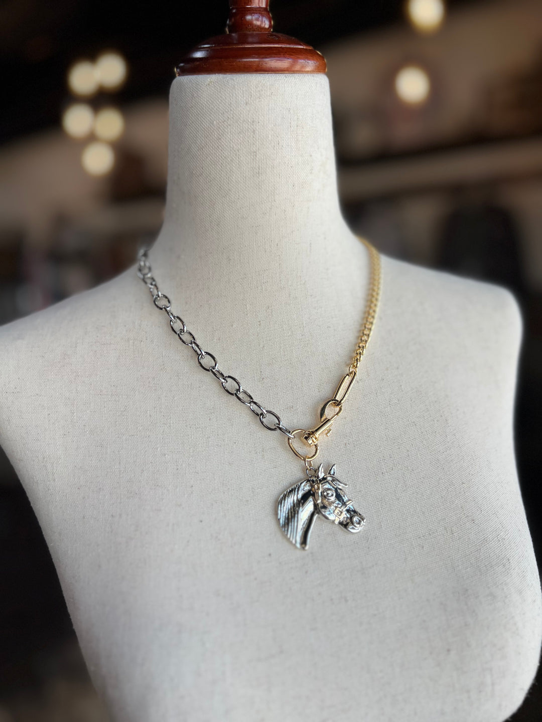 Mixed Metals Horse Necklace