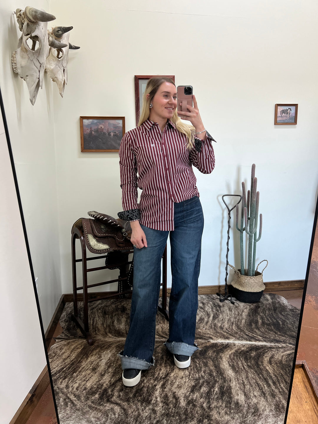 Ariat: Cabernet Stripe Button-Up{SIZE XL ONLY LEFT}