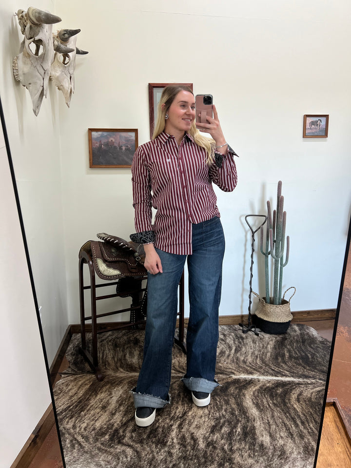 Ariat: Cabernet Stripe Button-Up{SIZE XL ONLY LEFT}