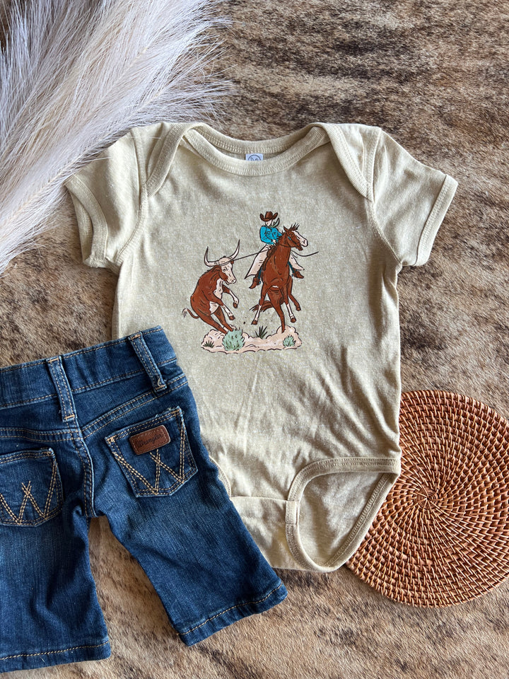 Steer Roper Onesie-Peach