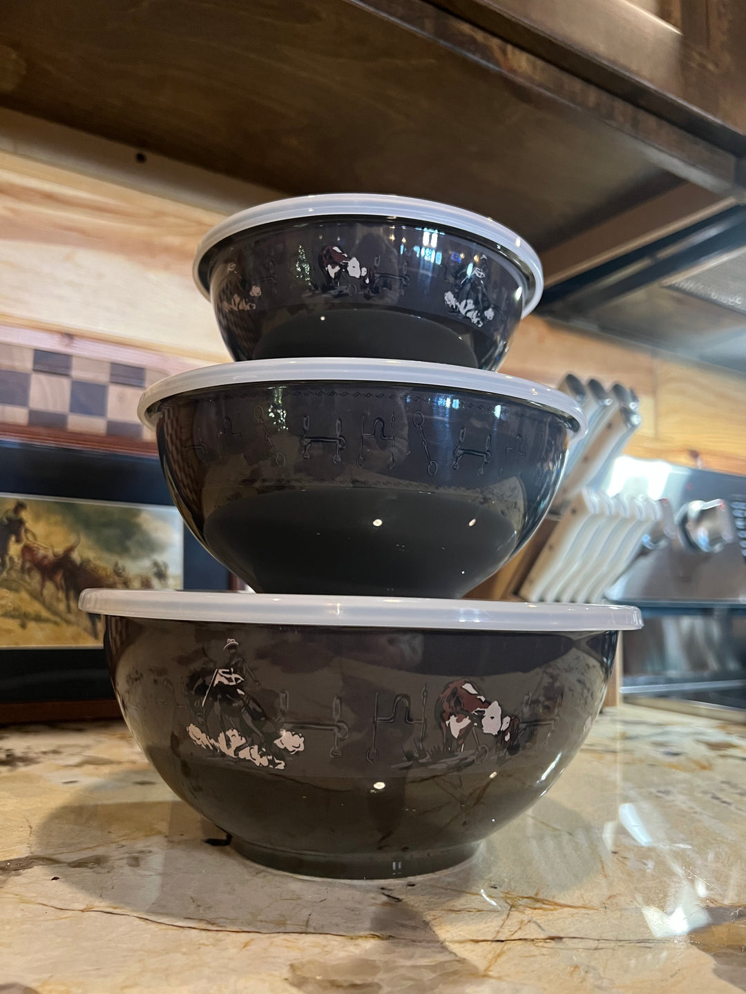 Hereford/Bucking Horse  3PC Bowl Set