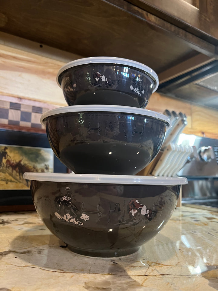 Hereford/Bucking Horse  3PC Bowl Set