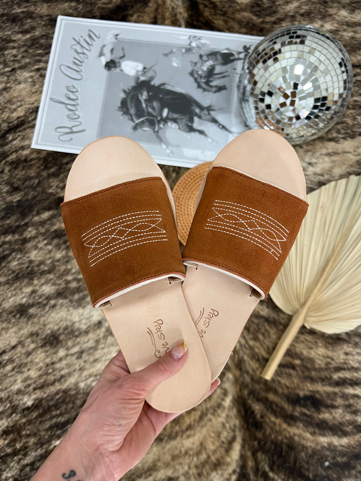 Nadia Rust Suede Out Sandals
