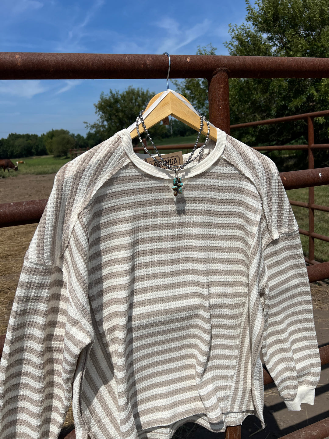Taupe Stripe Waffle Knit Longsleeve