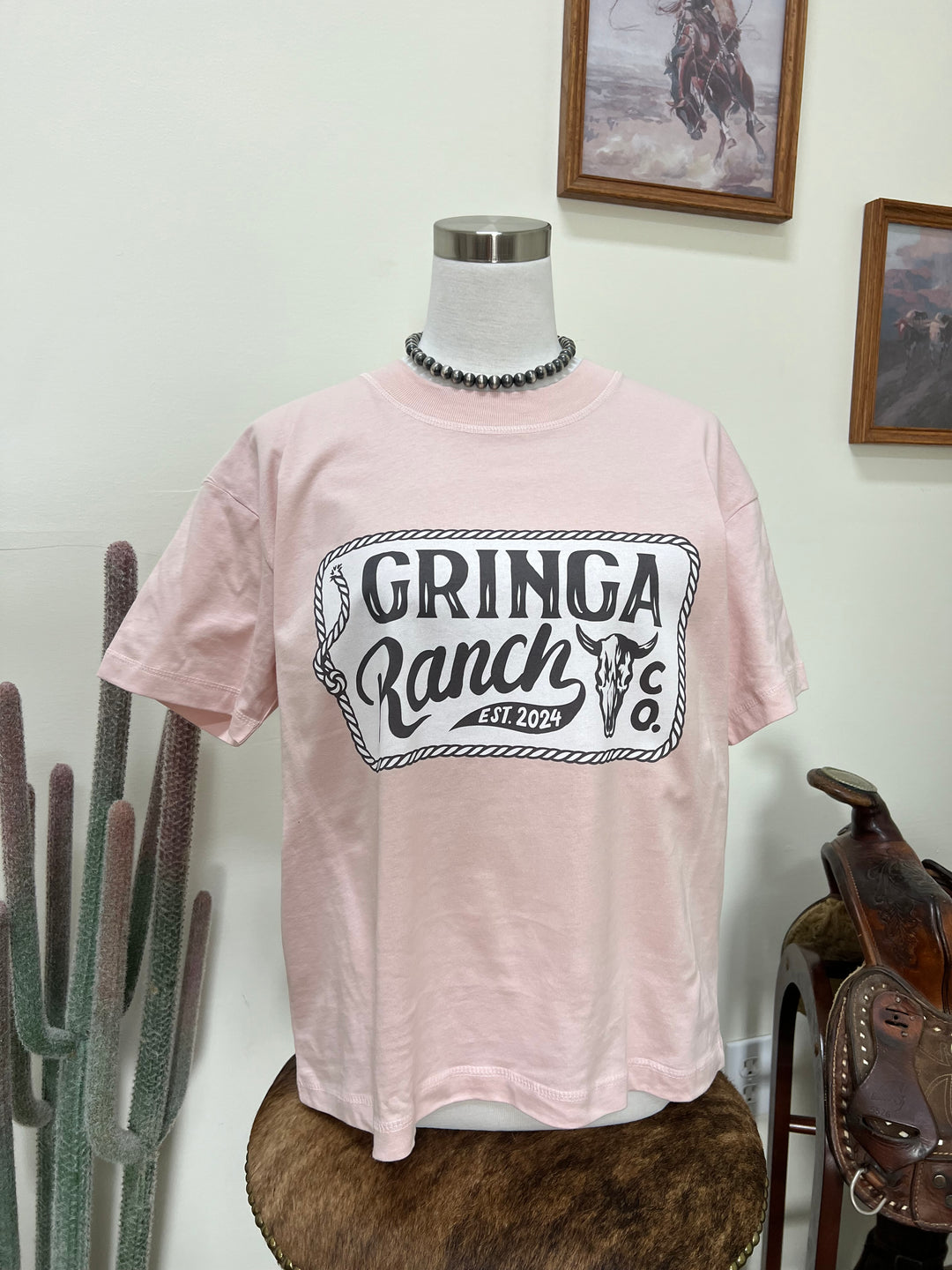 Gringa Ranch Logo T-Shirt-Blush