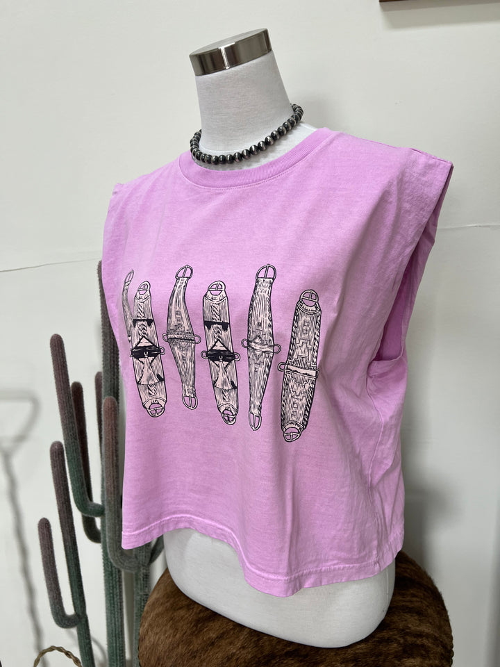 Cinch Em Muscle Tank-Pale Fuchsia