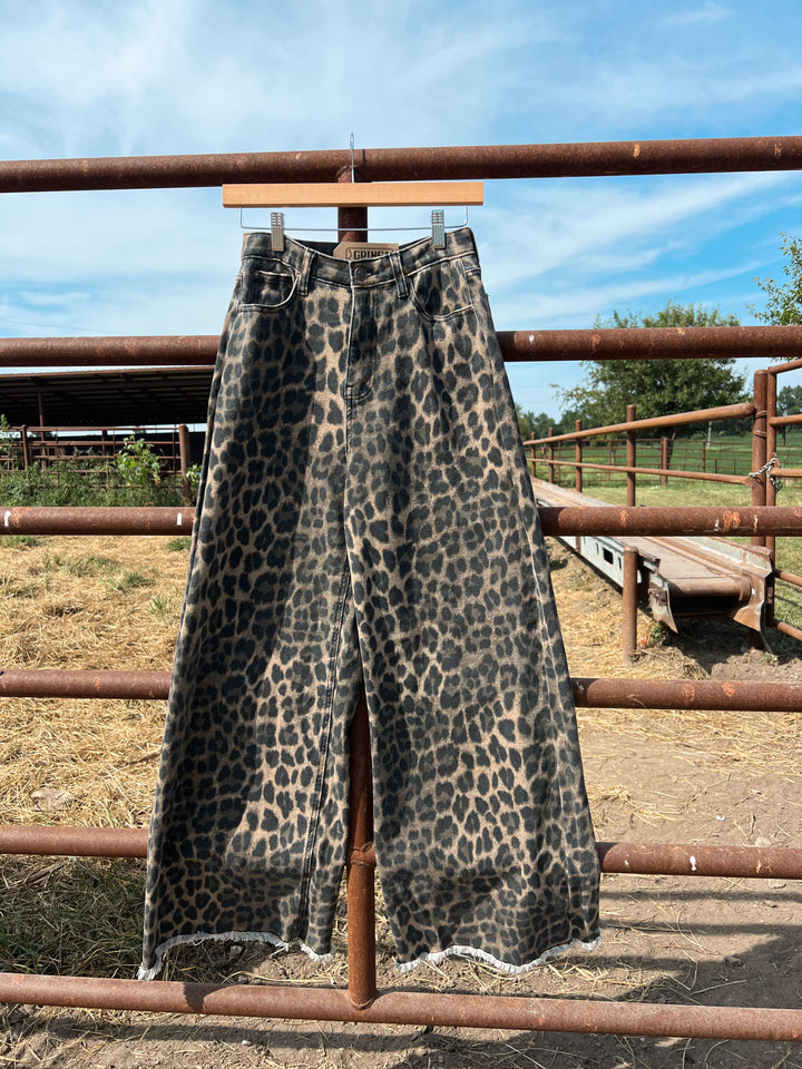 Lacey Leopard Wide Leg Jeans
