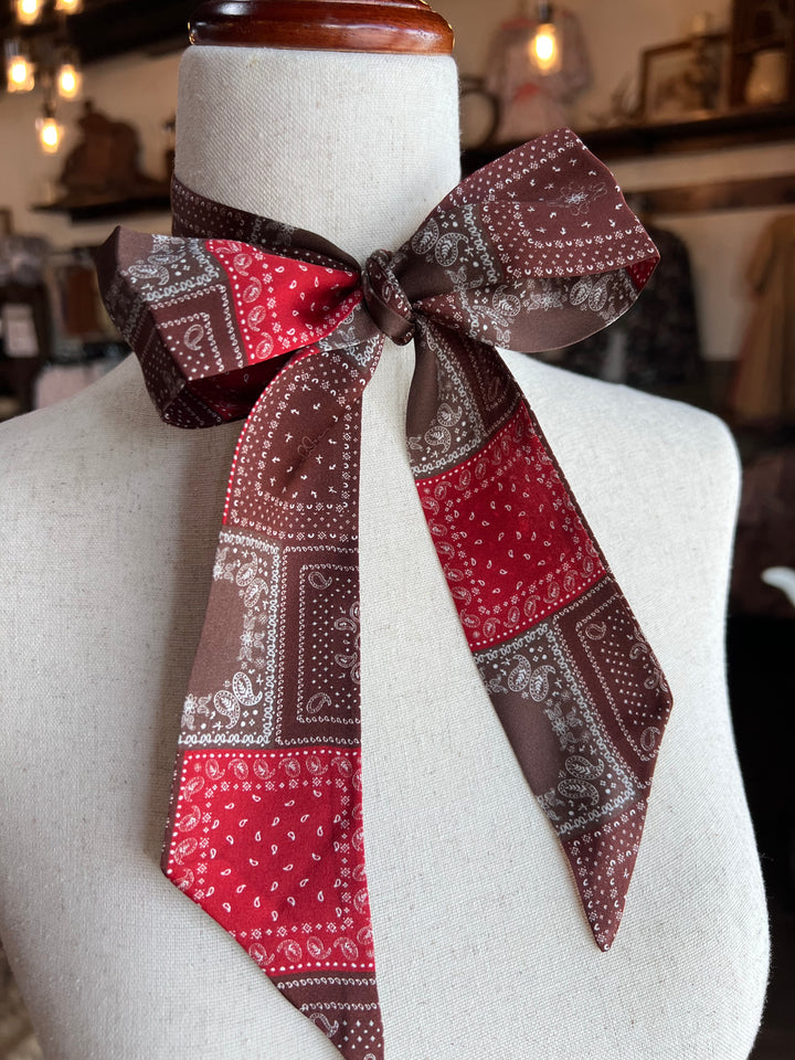 Brown & Red Bandana Patch Twilly