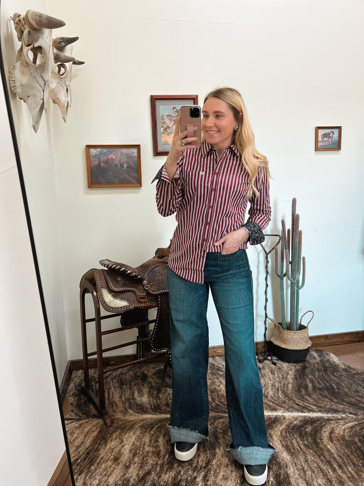 Ariat: Cabernet Stripe Button-Up{SIZE XL ONLY LEFT}