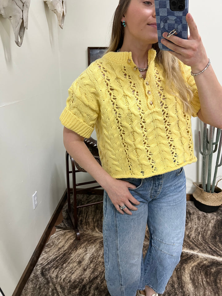 The Claire Sweater Top-Lemon