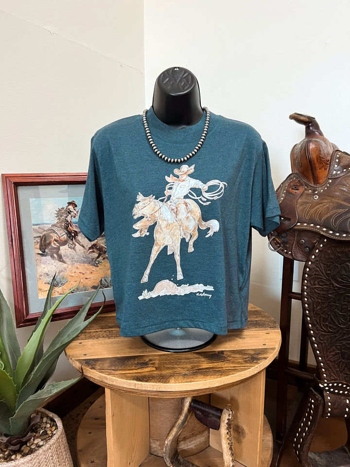 Wild One Slightly Crop Tee-Vintage Denim
