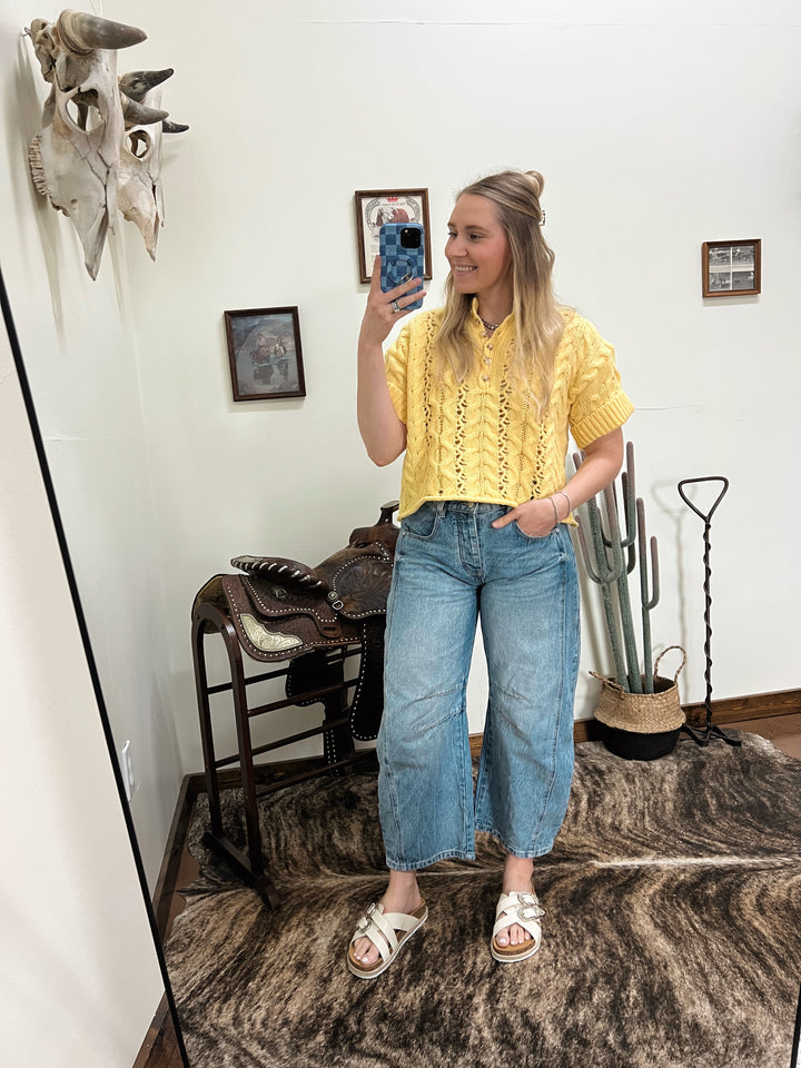 The Claire Sweater Top-Lemon