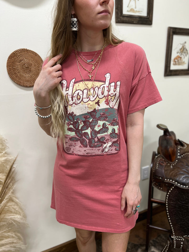 Howdy T-Shirt Dress{SIZE SMALL ONLY}