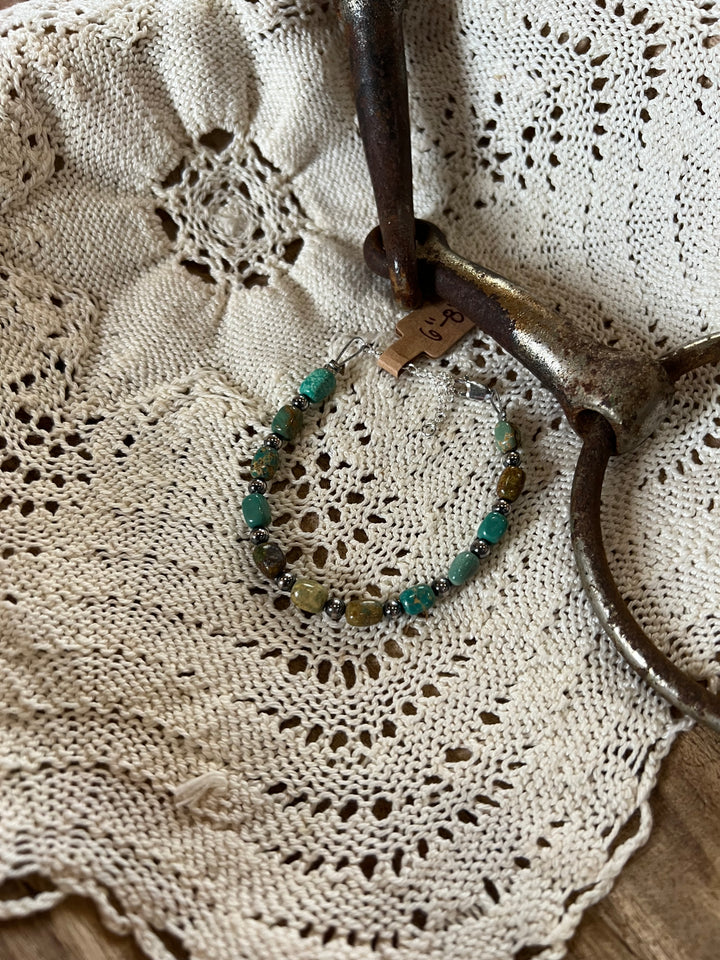 Turquoise & Sterling Silver Pearl Bracelet